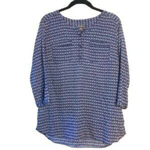 Eddie Bauer 3/4 sleeve sheer double pocket blouse